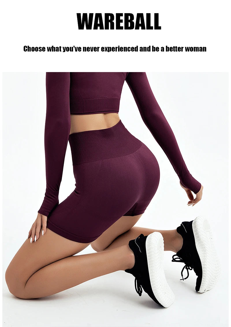 WAREBALL Sports Shorts For Women Cycling Jogging Fitness High Waist Booty Push Up Gym Shorts Female Tight Leggings Yoga Clothing.