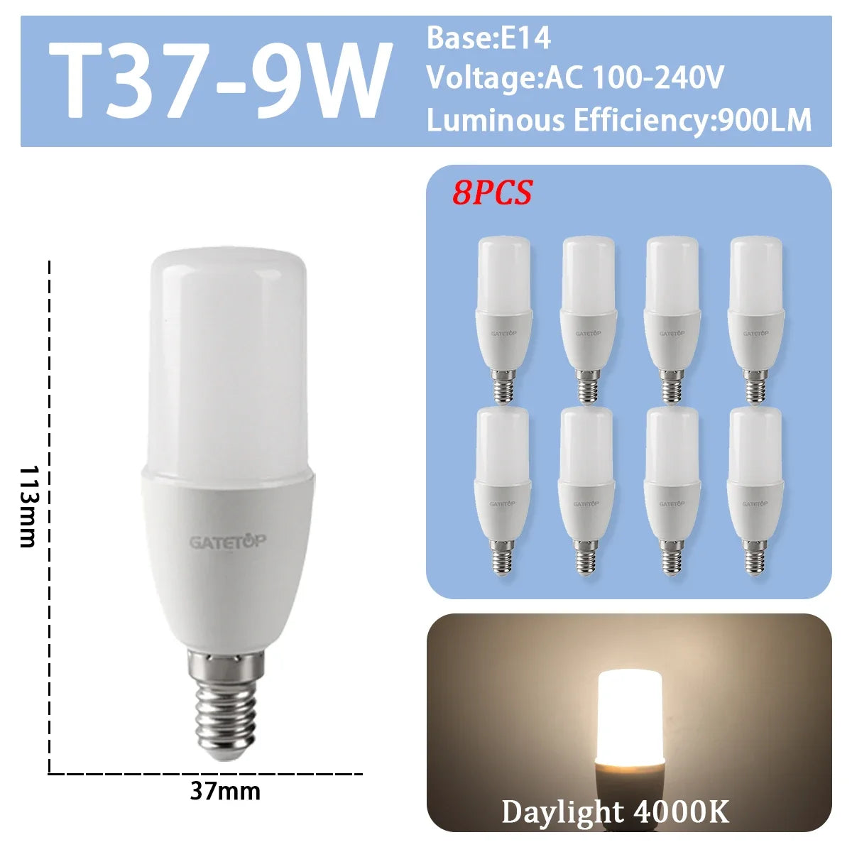 8PCS Led-lampe E27 B22 E14 220V GU10 Spot Licht 9W LED Glühlampe Retro Edison Vintage lampe AC 220V 110V Glas Lampen für Zuhause