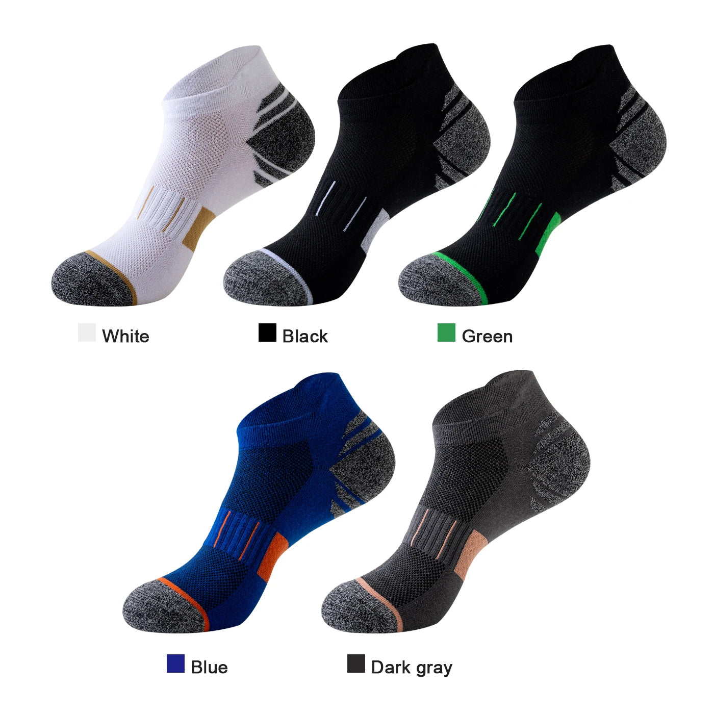 5 Pairs Socks Men's Short Socks Sweat Absorbent and Odorous Basketball Socks Running Sports Socks Breathable Mesh Men's Socks.