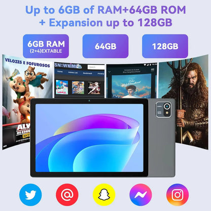 URAO MB1001 Android 13 Tablet 10 Inch 6GB RAM + 64GB ROM 128GB Expandable 5000mAh IPS Display 5G WiFi Dual Camera Tablet PC Gift.