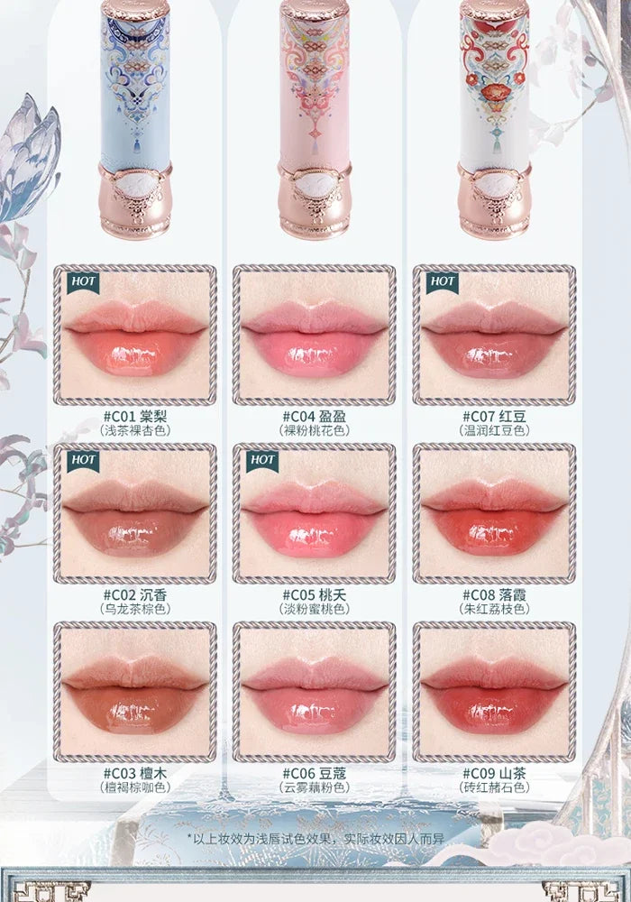 Flower Knows Butterfly Cloud Collar Collection Cosmetics Water Non Stick Cup Lipstick Lght Film-forming Solid Lip Gloss Makeup.