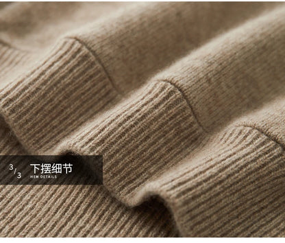 One-piece Hat with Pocket Men's Pullover 100% Cashmere Knitted Sweater Casual Comfortable Top Base Shirt Men's Clothing.