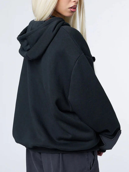 Y2K Vintage Star Print Hooded Hoodie for Women Casual Loose Long Sleeve Zip Up Drawstring Sweatshirts Autumn Spring Coat Street.