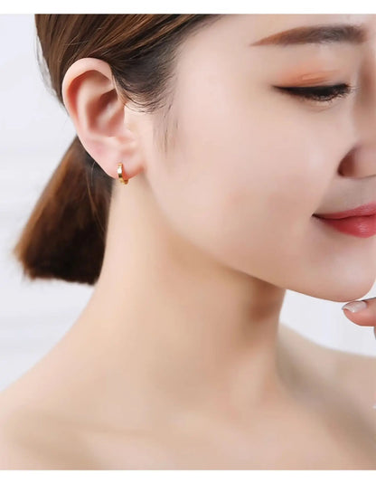 Trend Ear loops Shining Real 18k Gold Ear Buckle for Woman High-quality Luxury AU750 Earring Party Banquet Fine Jewelry.