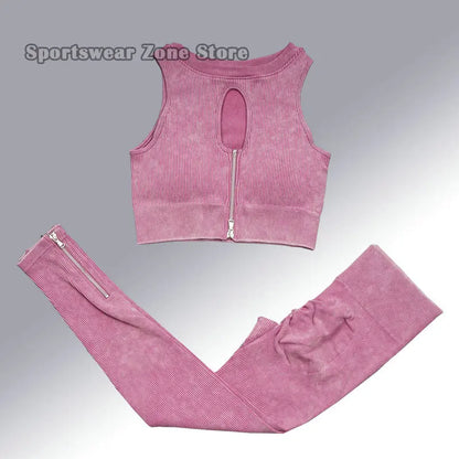 Yoga Suit High Waist Leggings Running Training Tights Sports Outfits Long Sleeve Crop Top Bra Seamless Fitenss Set Fitness Wear