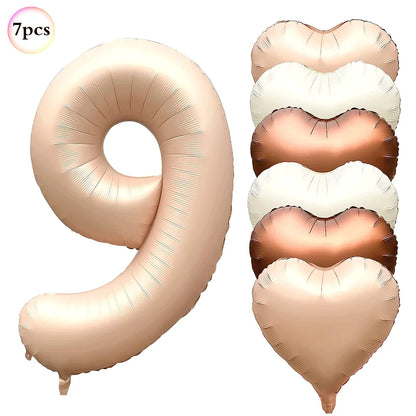 40in Cream Big Number Balloon 18in Three Color Love Foil Helium Balloons Aldult Birthday Set Boys Girls 1st Birthday Decorations