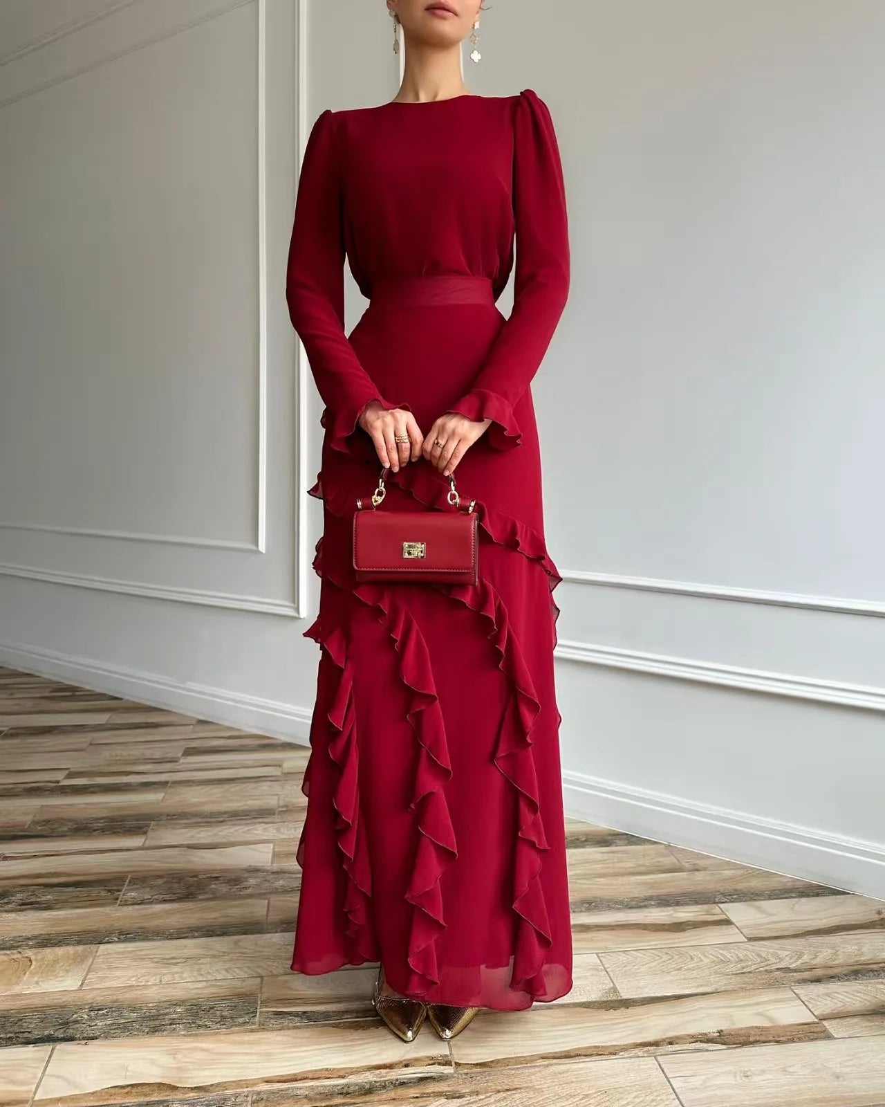 Muslim 2 Piece Set Women Party Skirt Top Suit Ruffles Ramadan Morocco Dubai Islam Ensemble Femme 2025 Arabic Long Skirts Outfits.