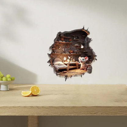 Mouse Magic Hole Wall Decal Sticker Removable Wall Decoration Awesome Gift Idea Baseboard Wall Sticker Decal Mouse Hole S427.