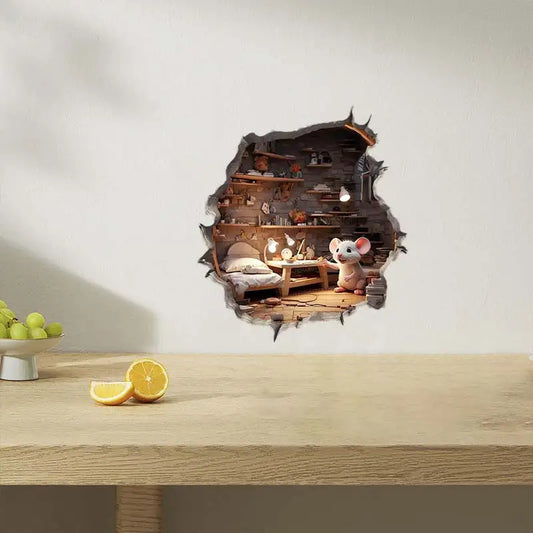 Mouse Magic Hole Wall Decal Sticker Removable Wall Decoration Awesome Gift Idea Baseboard Wall Sticker Decal Mouse Hole S427.