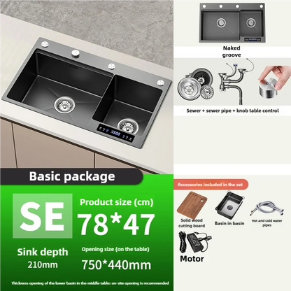 Water Catalyst sinks Stainless Steel Kitchen Sink Multifunctional Smart Double slot Cleaning Purification Sterilized Fruit