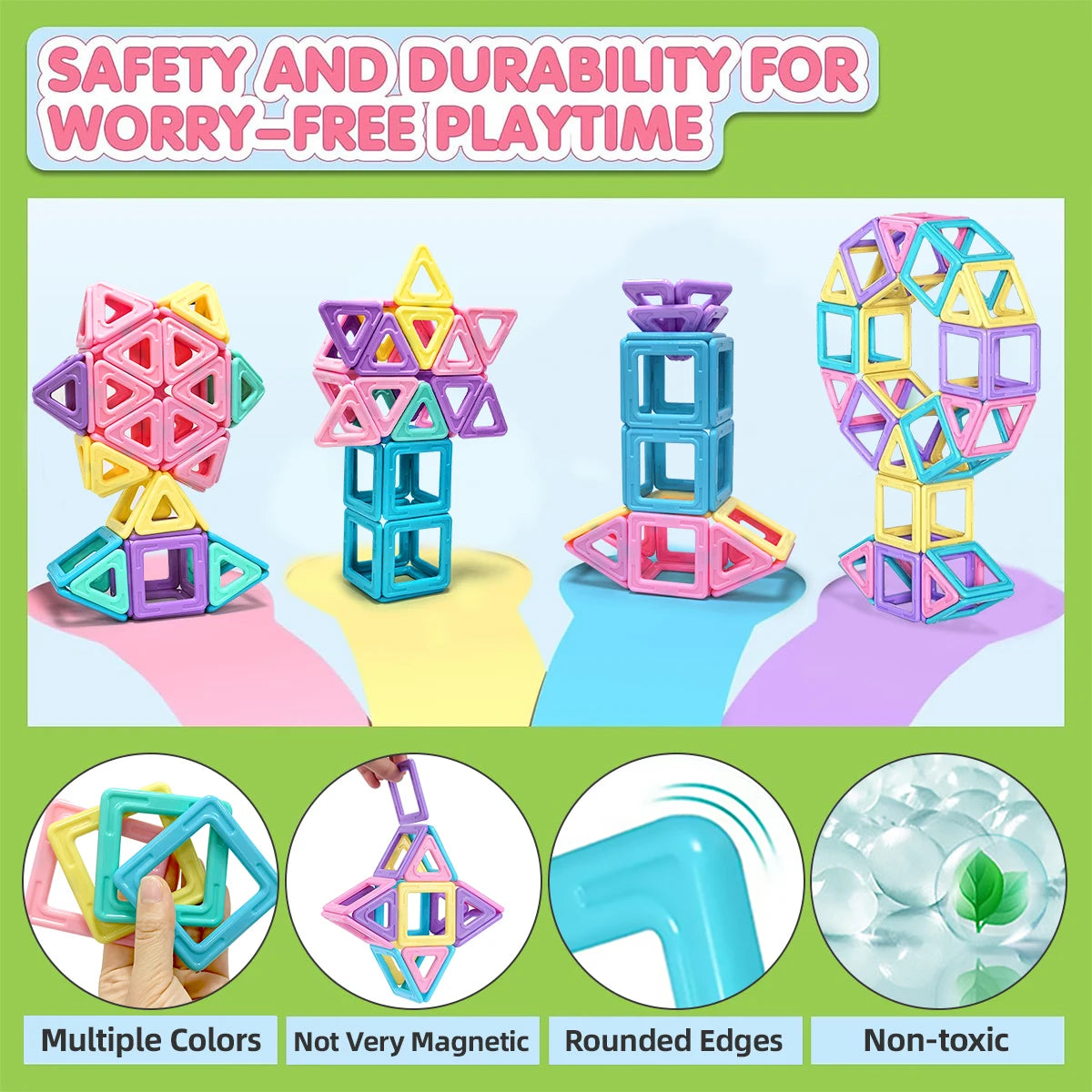 Medium Macaron 3D Magnetic Toys，Building Blocks for Kids,Educational Sensory Building Magneticfor toy,Birthday Gift Stacking toy.