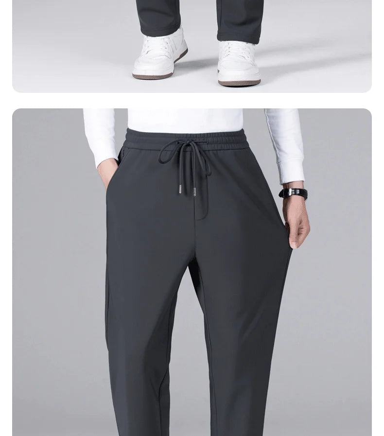 M-9XL Plus Velvet Trousers Men's Plus Size Autumn and Winter Thickened Casual Sports Pants Fat Mid-high Waist Solid Color Pants.
