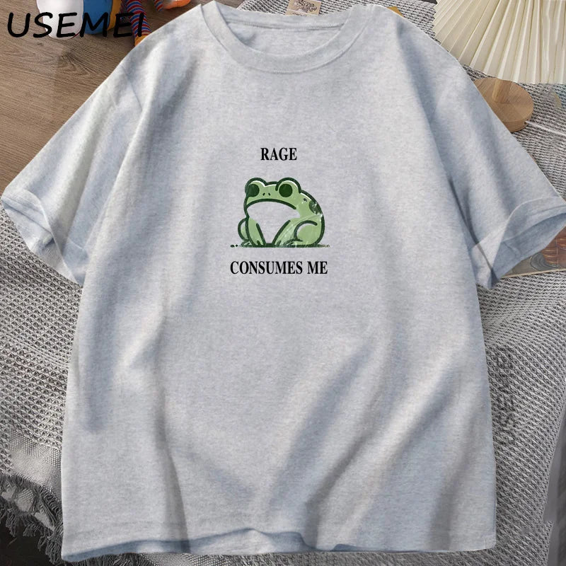 Rage Consumes Me Frog Vintage T Shirt Men Women Tee Nature Lover Silly Frog Retro T-Shirt Mens Clothing Cotton Short Sleeve Top.