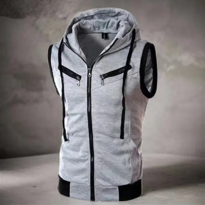2025 New Fashion Zipper Cardigan Sweater Mens Sleeveless Hooded Vest Jacket Plus Size S-4XL Streetwear Vest Hoodies.