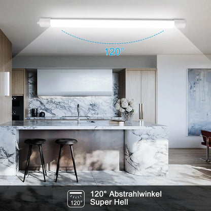 120cm LED Wet Room Light, 36W 4000K Neutral White, IP65 Waterproof Tube for Garage, Cellar, Workshop, Office, Bathroom.