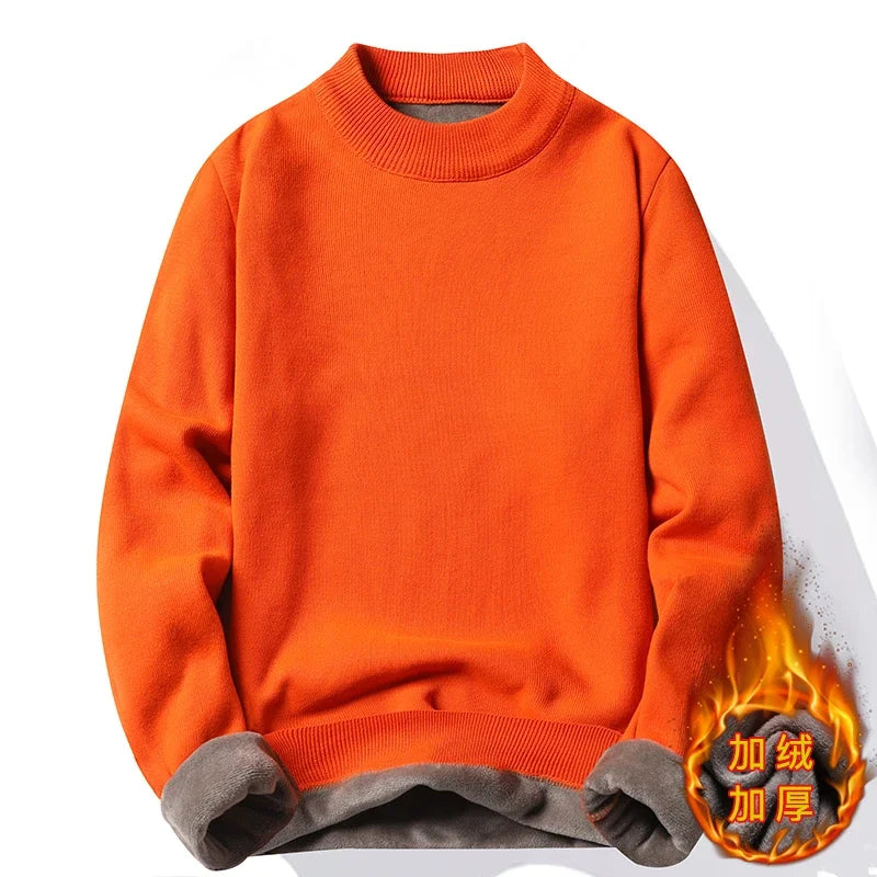 Knitwear Sweater New Autumn/Winter Mock Neck Sweatshirts Solid Color Pullovers Man Brand Casual Mens Clothing.