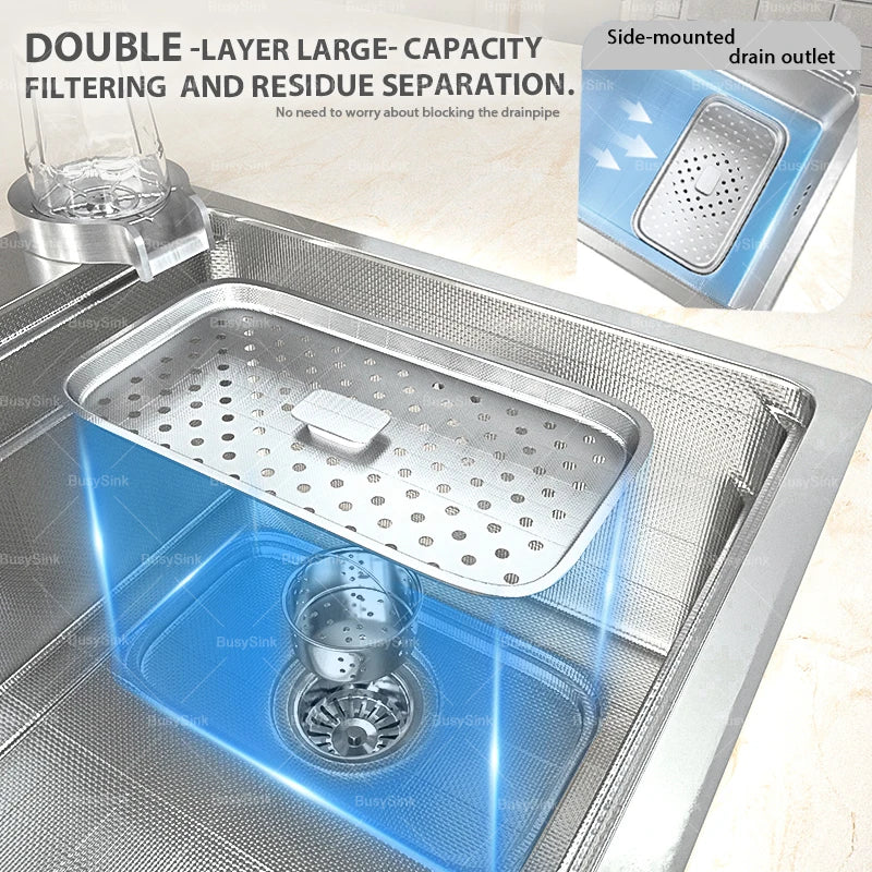 Silberne Küchenspüle aus Edelstahl 304, großer Einzelschlitz, Unterbau-Multifunktions-Geschirrspülbecken, 31,5 x 18,9 Zoll