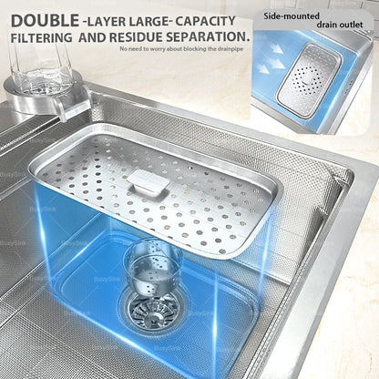 Silberne Küchenspüle aus Edelstahl 304, großer Einzelschlitz, Unterbau-Multifunktions-Geschirrspülbecken, 31,5 x 18,9 Zoll