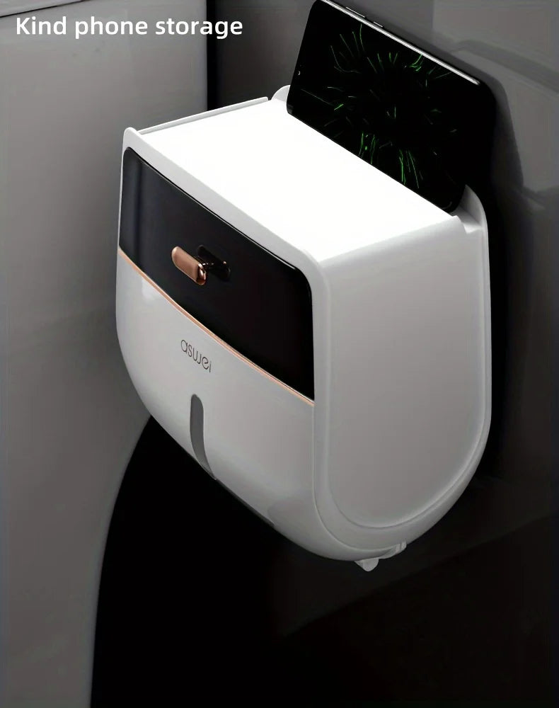 1 Stück Toilettenpapierhalter ohne Bohren, Badezimmer-Organizer |   Selbstklebende Wandhalterung für Taschentücher/Tücher, Badezimmer-Taschentuchabgabe