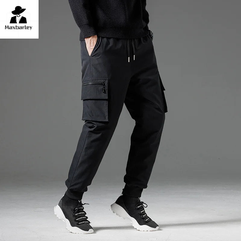 Winter Down Pants Men's Casual Waterproof Zipper Pocket Thick 90% Duck Down Cargo Pants Male Jogger Outdoor Warm Sports Pants.