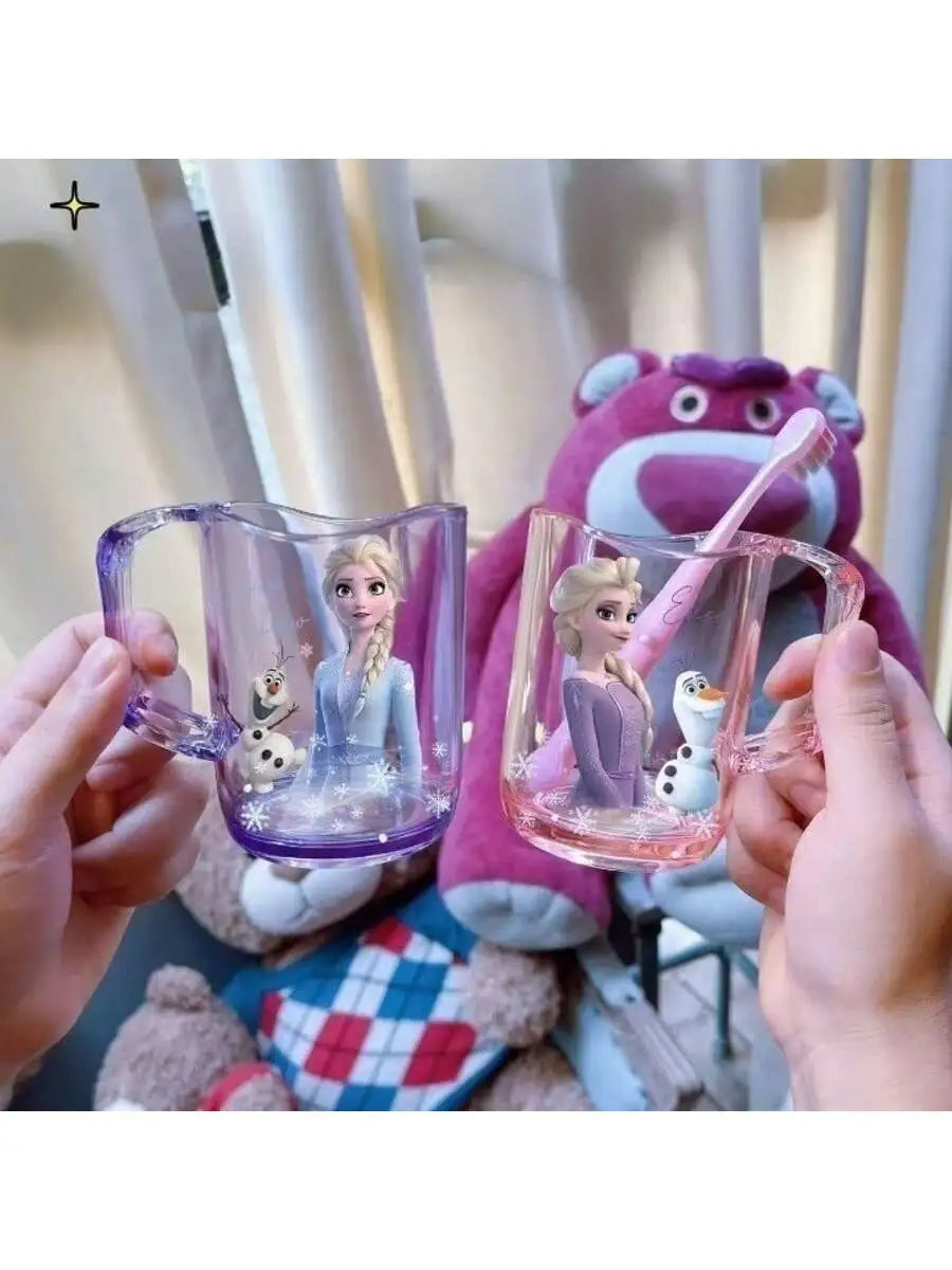 Disney New Frozen Princess Elsa Cartoon Washable Mouthwash Cup for Men and Women Plastic Wash Cup.