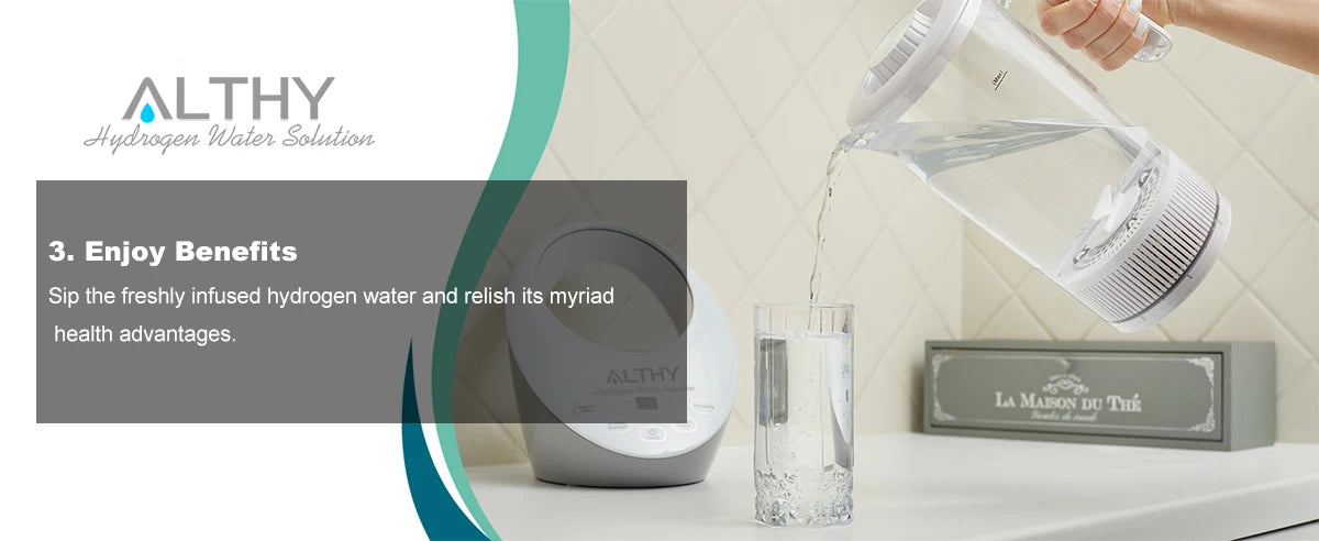 ALTHY Hydrogen Water Pitcher Generator Machine Bottle Jug Kettle SPE PEM Technology. Balanced Water PH Calcium Sulfite filter.