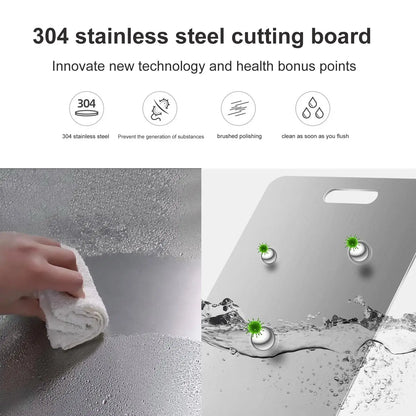 Titanium Cutting Boards for Kitchen Stainless Board 304 Steel Thickened Double Sided Food Grade Portable Fruit Meat Chopping.