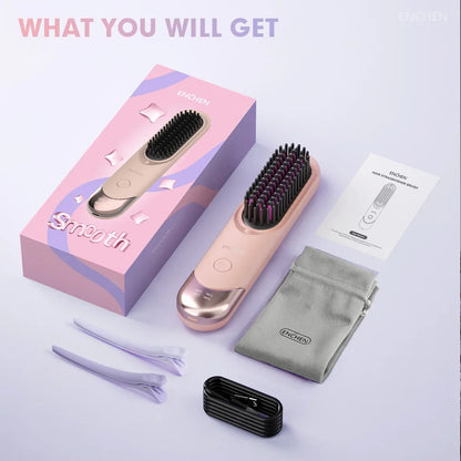 ENCHEN 2in1 Hair Straightener Brush Professional Electric Hair Stuff 200 Million Negative Ions Electric Brushes Hair Tools H100