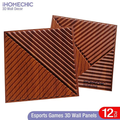 12pcs/1m² 30cm wall renovation 3D Stereo Wall Panel Diamond Wood grain tile 3D wall sticker living room Bathroom Waterproof pape