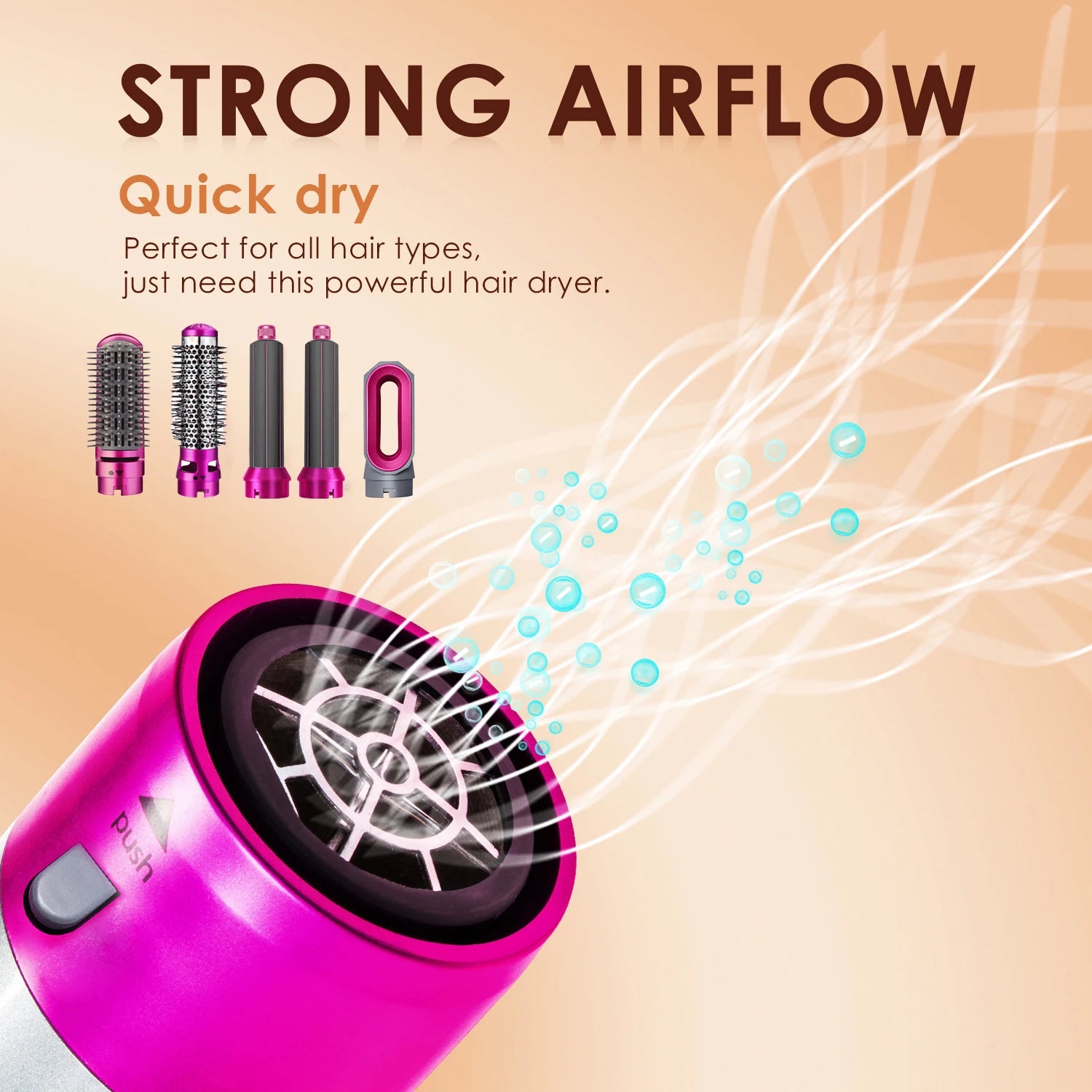 Professional 5-in-1 Hair Dryer Electric Hair Brush For Dyson Airwrap Automatic Hair Curler Straightener Hot Air Comb Home Use.