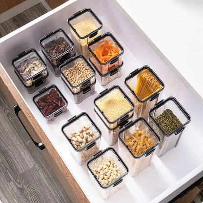 Dry Food Storage Box Food Containers Transparent Stackable Kitchen Spaghetti Noodles Sealed Tank Cans Organizers Bottles