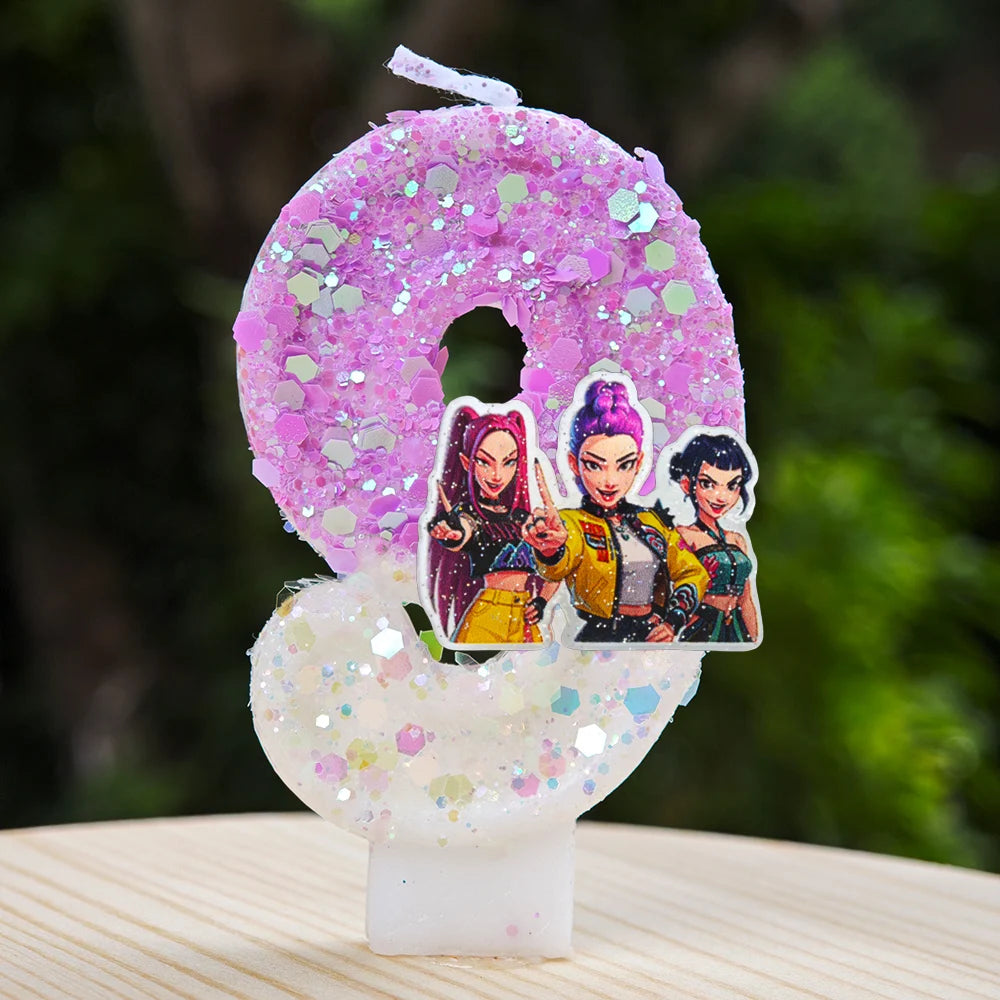 Anime Kpop Dämon Jäger Thema Kerze 3D Nummer 0-9 Kinder Geburtstag Kuchen Dekoration Baby Shower Party Zubehör geschenke