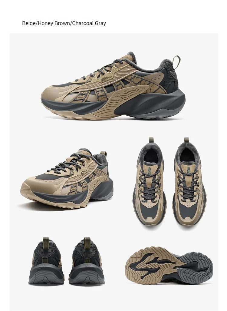 Xtep Flame 5.0 Men's Cotton Shoes 2024 Winter Comfortable Lightweight Heightening Rabbit Fur Warm Retro Casual Shoe 976419370048