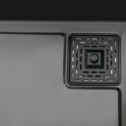 Intelligentes Küchenspülbecken mit digitalem Wasserhahn, Nano-beschichtetes Edelstahlspülbecken, ausziehbares Sprühgerät, Schneidebrett im Lieferumfang enthalten für Zuhause