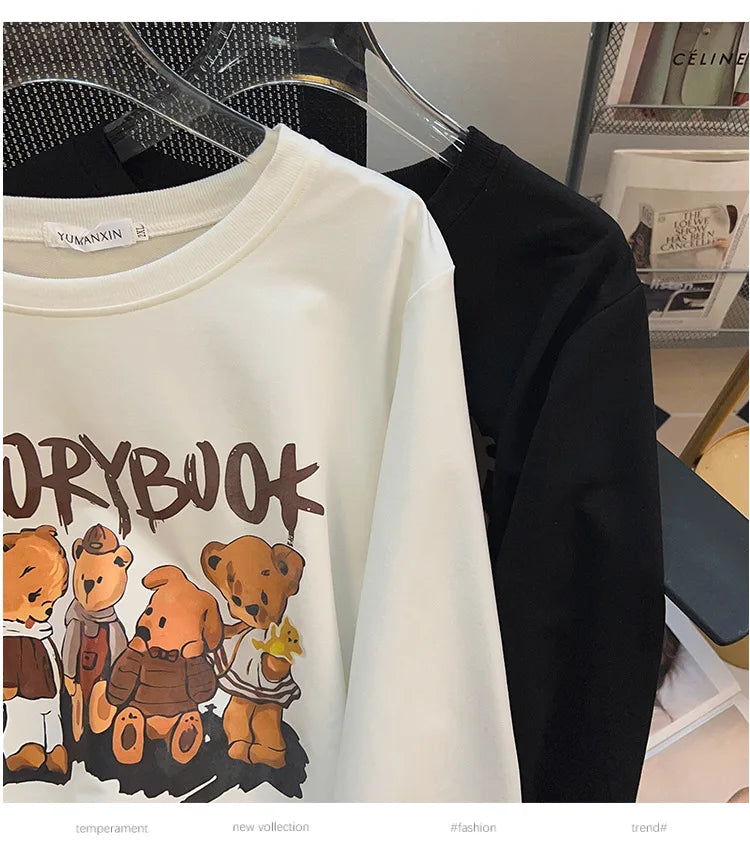 170kg plus size Damen büste Herbst bär bedrucktes Sweatshirt lockeres Langarm-Freizeit oberteil 6xl 7xl 8xl 9xl 10xl 11xl.