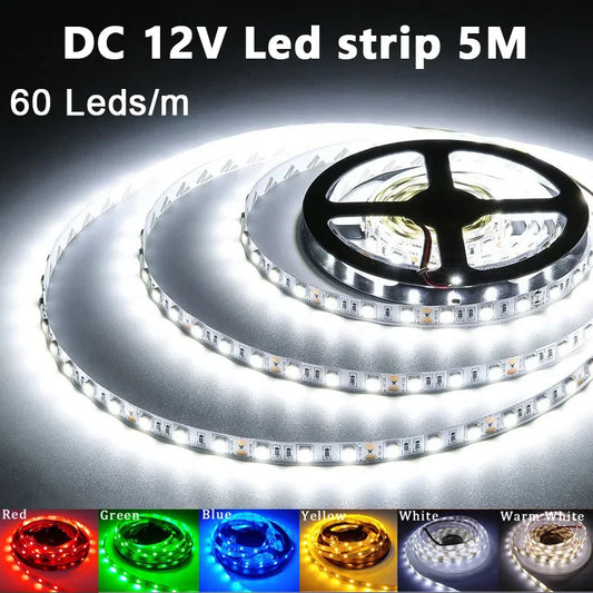 LED-Streifen Licht 5m 120leds smd2835 12v weiß warmrot grün blau rgb luces LED Licht wasserdicht flexible Lampe Band für Raum deko.