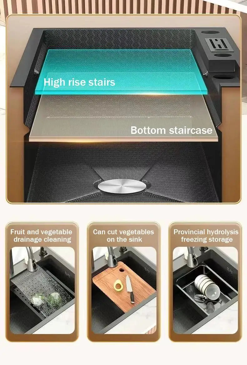 High-end stainless steel Kitchen Sink Matte Square Kitchen Accessories Large Single Sink Wash Basin With Faucet