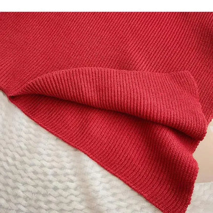 2025 Korea Herbst Winter Frauen Mode Unregelmäßigen Lose Stricken Pullover Vintage High Neck Langarm Weibliche Pullover Chic Tops.