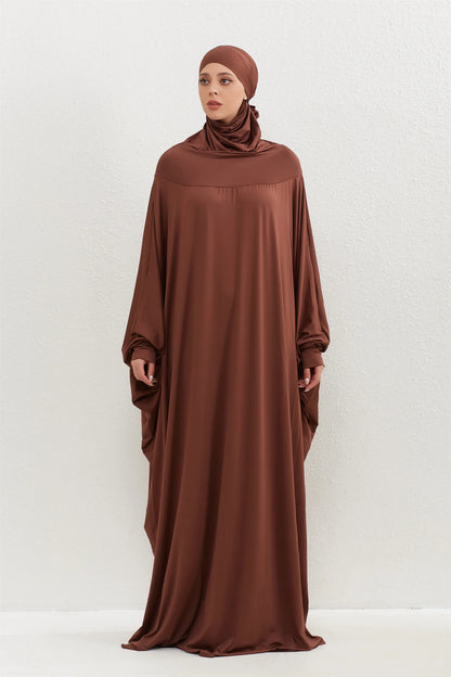 Muslim Abayas Hijab Hooded Smocking Sleeve One-piece Prayer Dress Women Jilbabs Kaftans Islamic Dubai Saudi Robe Turkish Modesty.