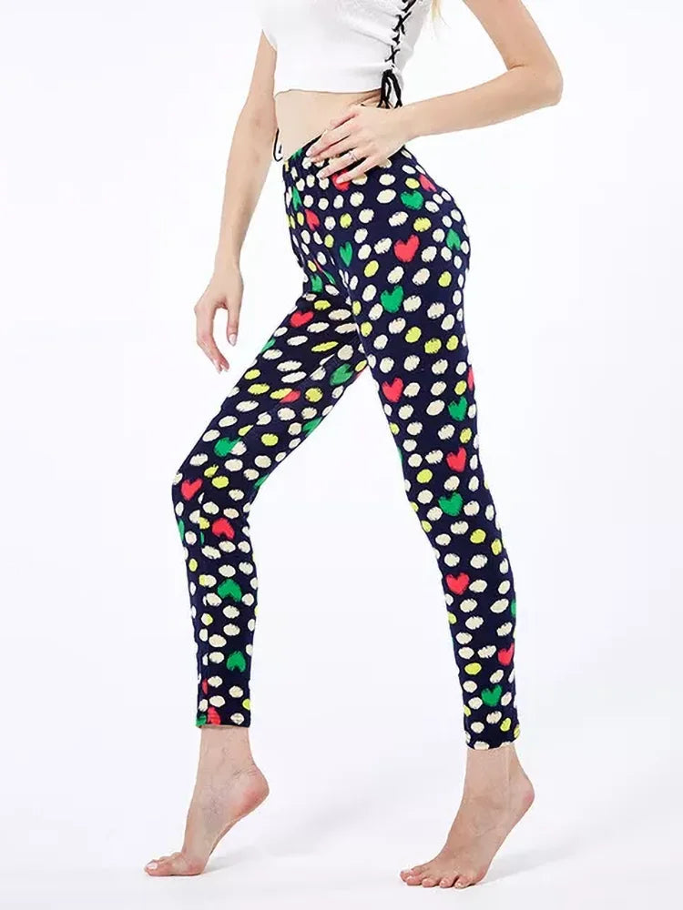 CUHAKCI Mode Plaid Druck Leggings Frauen Sexy Fitness Leggins Grid Floral Streifen Hosen Hohe Taille Bleistift Hosen