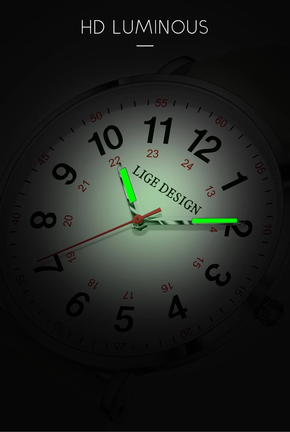 LIGE Fashion Elegant Watches for Woman Ladies Candy Color Silicone Casual Luminous Waterproof Dress Quartz Women's Wristwatches.