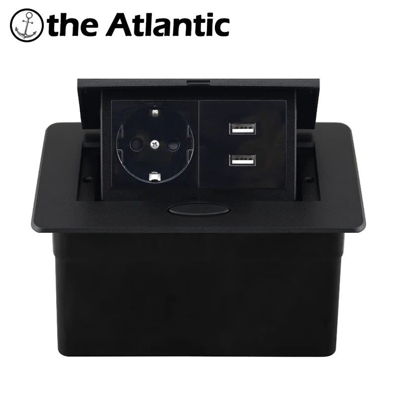 Tischsteckdose EU-Steckdose mit USB-Typ-C-Buchse im Theke Pop-Up-Buchse Desktop-Buchse Aluminiumabdeckung verdeckte Steckdose.