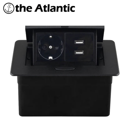 Tischsteckdose EU-Steckdose mit USB-Typ-C-Buchse im Theke Pop-Up-Buchse Desktop-Buchse Aluminiumabdeckung verdeckte Steckdose.