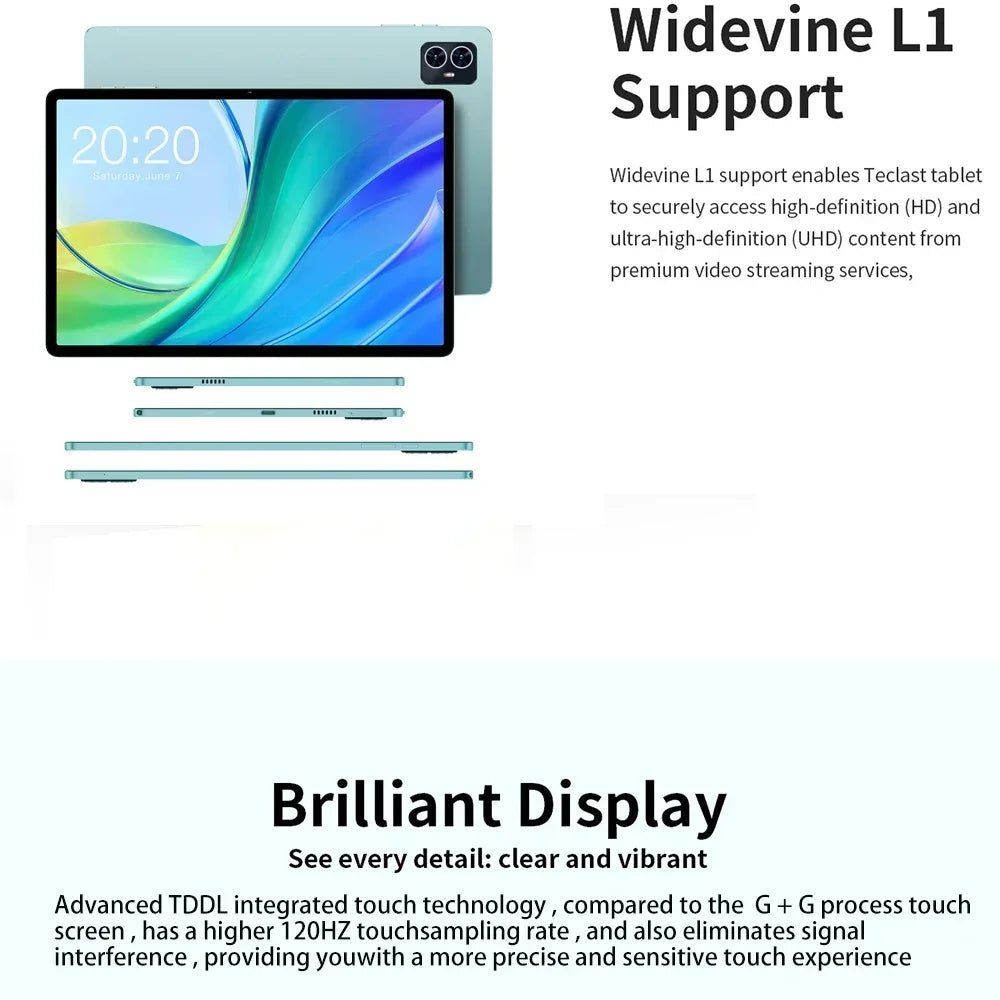 Teclast M50 Tablet 6GB RAM 128GB ROM Unisoc T606 Octa-core 10.1inch TDDI Android 14 WiFi BT5.0 6000mAh Type-C Tablet Case.