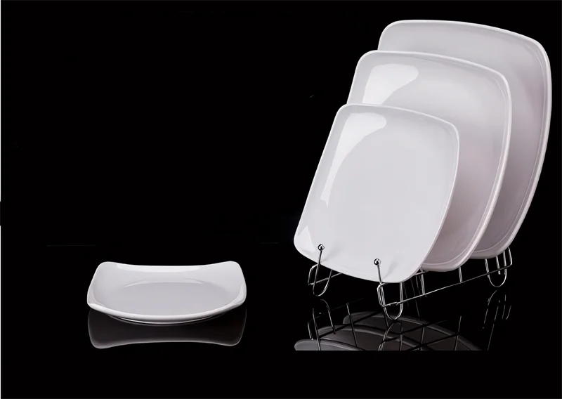 Melamine White Dinner Plate Fast Food Square Dishes School Rice Meal Serving Trays Cheap Hotel Table Decoration and Accessories.