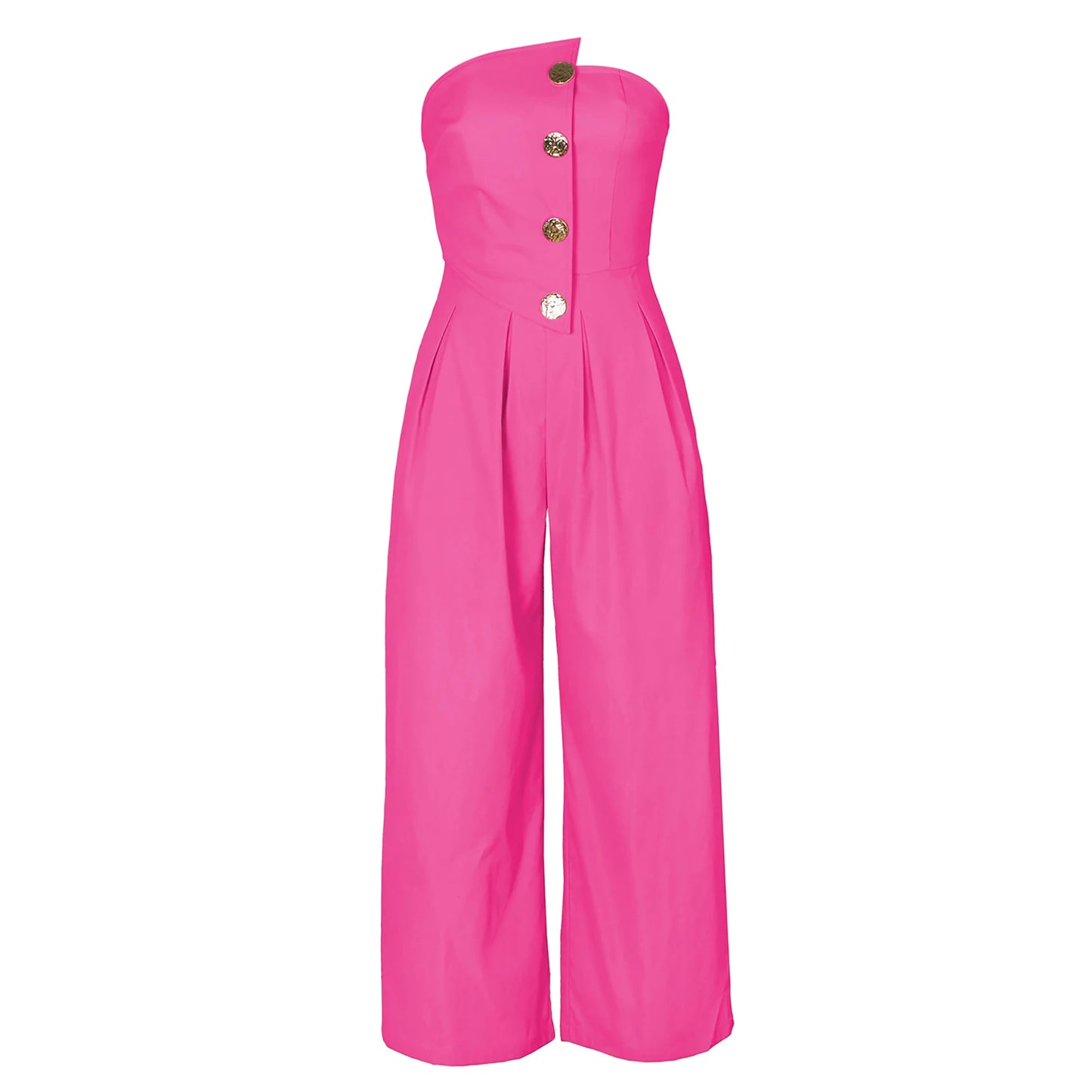 Tube Jumpsuit Women Strapless Sleeveless Rompers Wide Leg High Waist Jumpsuits Solid Color Summer Party Commute Outfits Clothes.