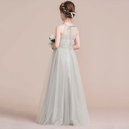 Formelle Kleidung für Kinder, hochwertiges graues Mädchen-Geigen-Performance-Kleid, große Kinder, Orchester-Host-Kleid, Blumenmädchen, Frühling und Herbst.