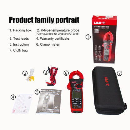UNI-T Zangenmessgerät UT207B UT208B AC DC Amperometrische Zange Digitalmultimeter Amperemeter Zange Einschaltstrom Tester Werkstatt Werkzeuge