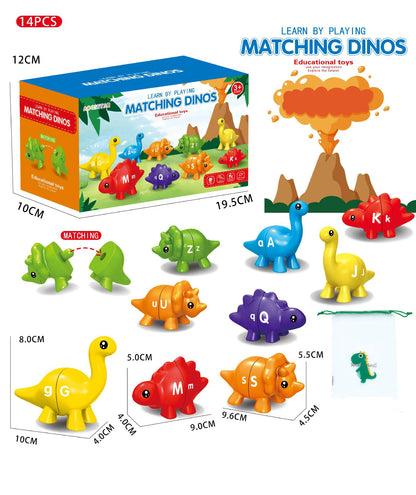 Matching Letters Dinosaur Toy Double-Sided ABC Letters Montessori Preschool Educational Fine Motor Toy Gift.