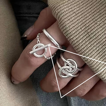 PANJBJ 925 Sterling Silver Geometry Crystal Ring For Women Ellipse Exaggerated Punk Water Drop Open Jewelry Gift Dropshipping.